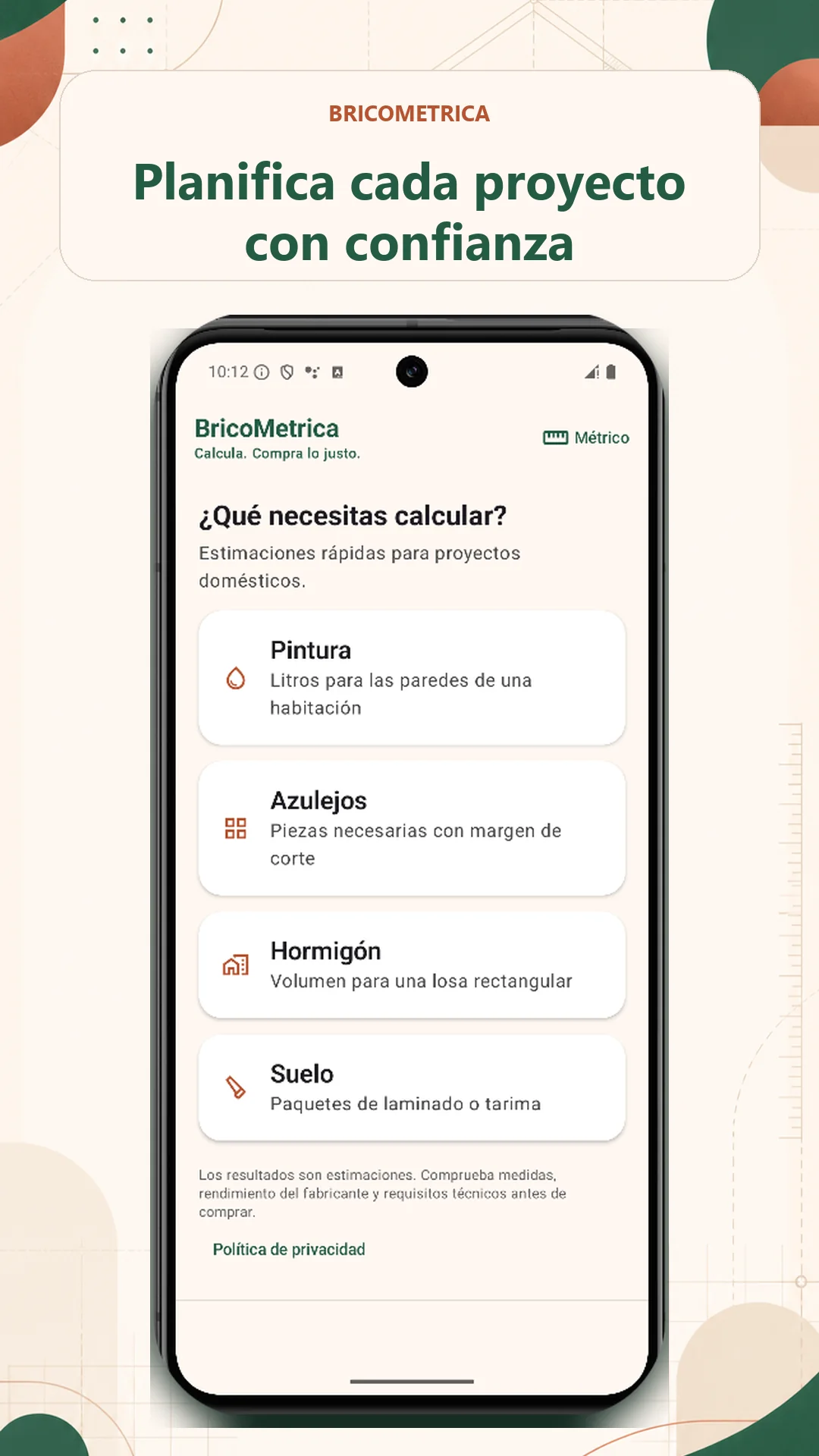 Pantalla de BricoMetrica
