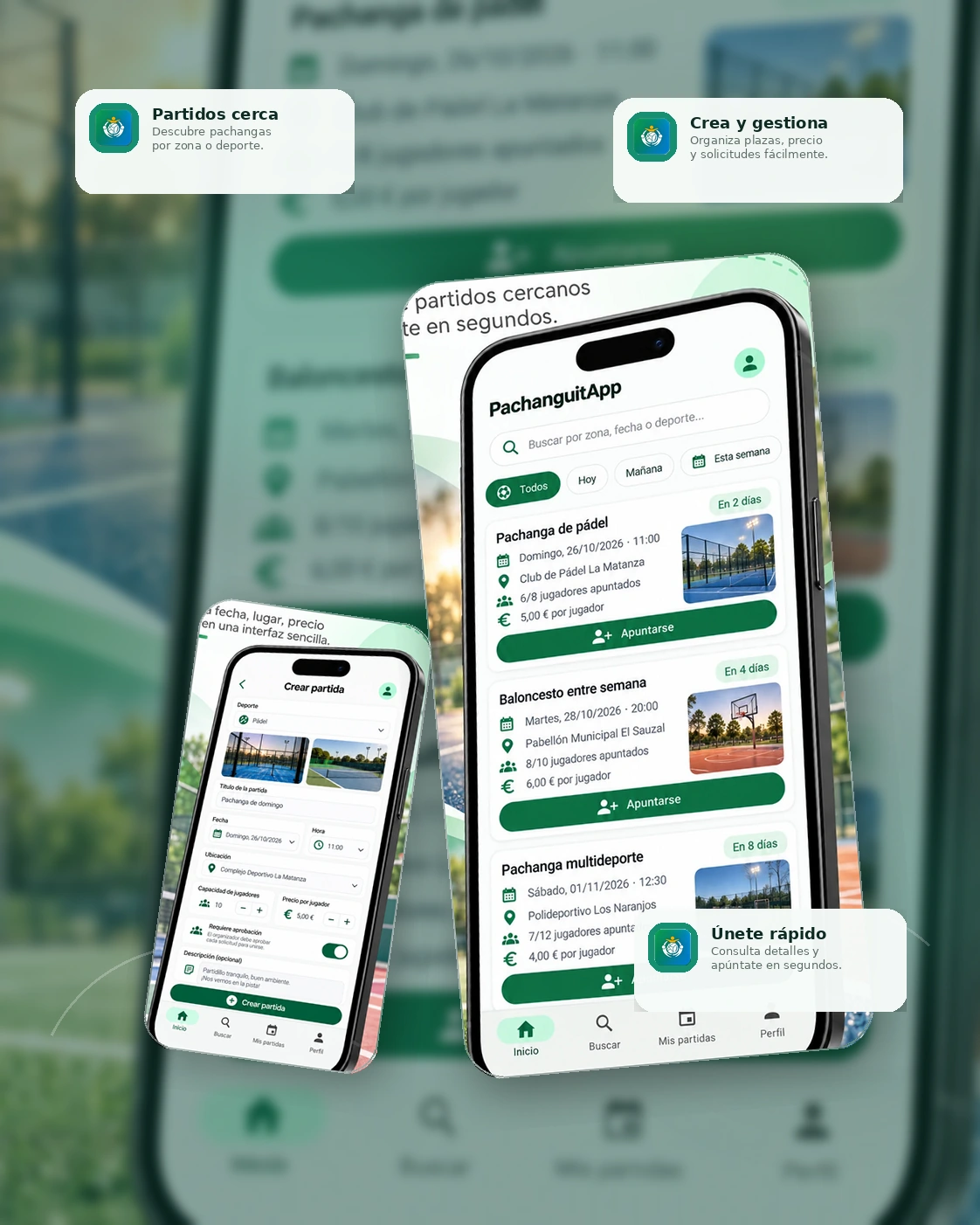 PachanguitApp, partidos deportivos y gestión de jugadores