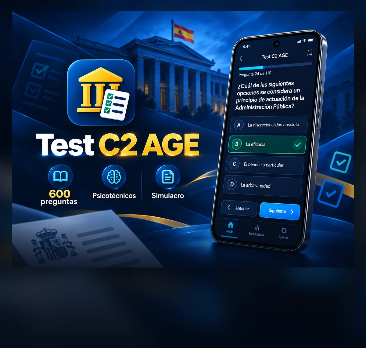 Test C2 AGE, preparación para Auxiliar C2 de la AGE en Android